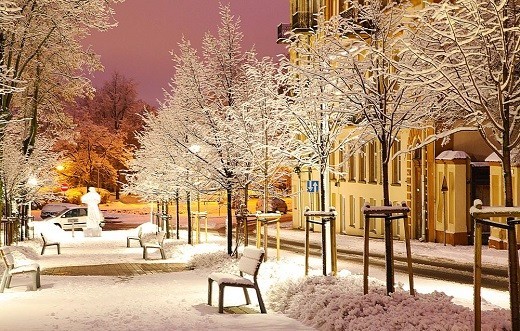 На фотографии представлен зимний Вильнюс